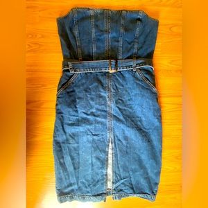 (NWT) Reformation Milly strapless Denim midi Dress